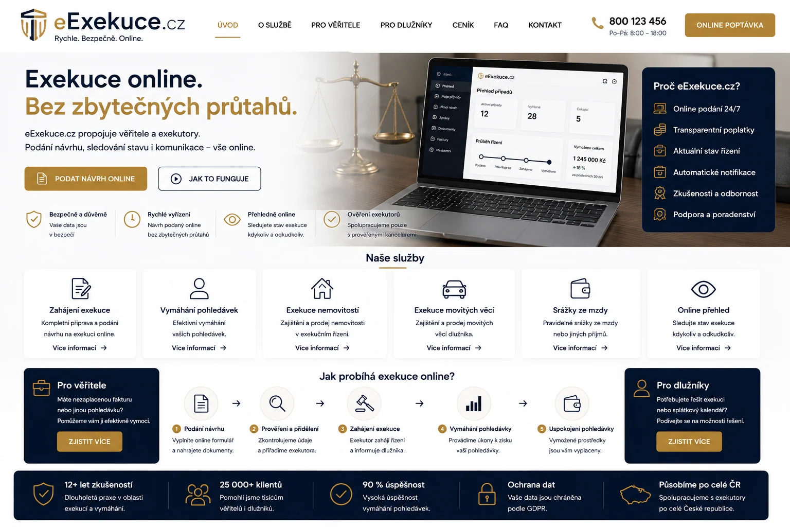 Další ilustrační návrh webu eExekuce.cz: Online exekuční agenda